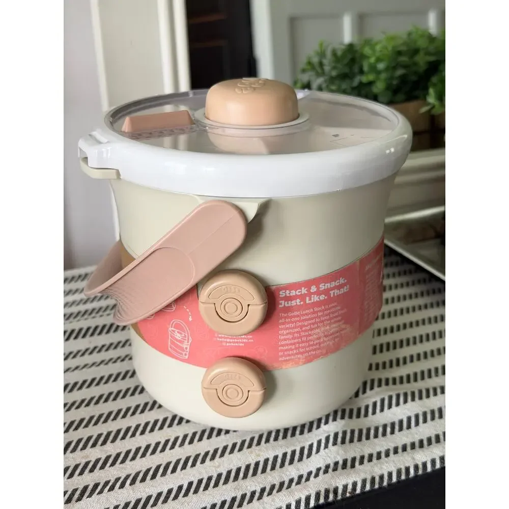 GoBe Kids On-the-Go Lunch Stack Milk Tea Snack Spinner NWT 50oz